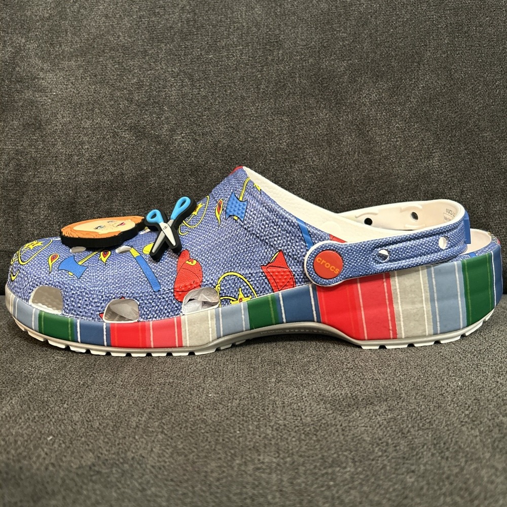 Crocs Chucky Classic Clogs Men 11 Blue Halloween Horror Slip On Shoes 210510-90H - Picture 2 of 9